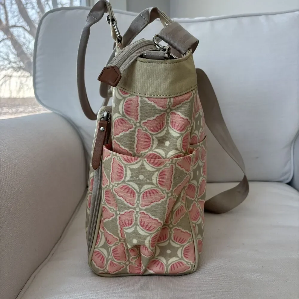 Petunia Pickle Bottom City Carryall Blooming Brixham Diaper Bag Pink Beige Chic